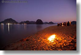 asia, beaches, dusk, fire, ha long bay, horizontal, long exposure, mountains, nature, scenics, vietnam, photograph