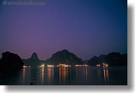 asia, boats, ha long bay, horizontal, long exposure, mountains, nature, nite, reflections, scenics, vietnam, photograph