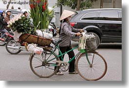 asia, bicycles, bikes, flowers, hanoi, horizontal, vietnam, photograph