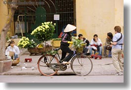 asia, bicycles, bikes, flowers, hanoi, horizontal, vietnam, yellow, photograph