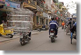 asia, bicycles, bikes, cage, carrying, hanoi, horizontal, metal, stuff, vietnam, photograph