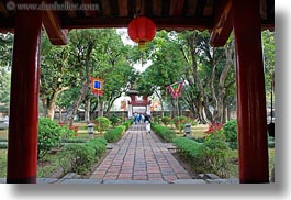 asia, bricks, confucian temple literature, gardens, hanoi, horizontal, vietnam, walkway, photograph