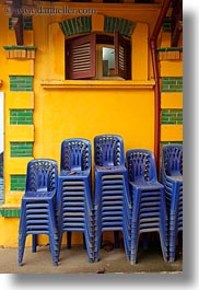 asia, blues, chairs, hanoi, stacked, vertical, vietnam, photograph