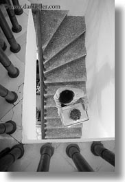 asia, black and white, down, hanoi, stairs, vertical, vietnam, walking, photograph