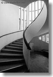 asia, black and white, hanoi, museums, spiral, stairs, vertical, vietnam, photograph