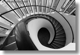 asia, black and white, hanoi, horizontal, museums, spiral, stairs, vietnam, photograph