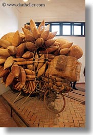 asia, baskets, bicycles, hanoi, museums, vertical, vietnam, wicker, woods, photograph