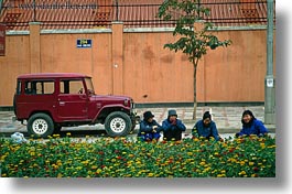 asia, blues, gardeners, hanoi, horizontal, jeep, people, vietnam, womens, photograph