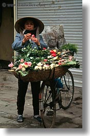 asia, flowers, hanoi, people, vendors, vertical, vietnam, womens, photograph