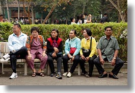 asia, benches, hanoi, horizontal, old, people, vietnam, womens, photograph