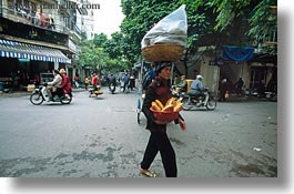 asia, baskets, bread, hanoi, horizontal, people, vietnam, walking, womens, photograph