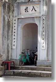 arches, asia, bicycles, hanoi, temples, vertical, vietnam, photograph