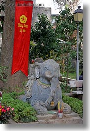 asia, elephants, hanoi, sculptures, stones, temples, vertical, vietnam, photograph