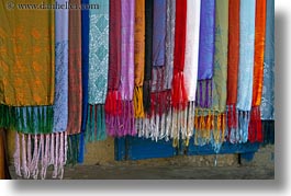 arts, asia, colorful, hoi an, horizontal, scarves, silk, vietnam, photograph