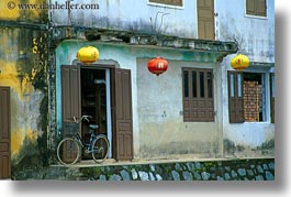 asia, bicycles, bikes, hoi an, horizontal, lanterns, paper, vietnam, photograph