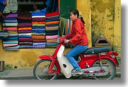 asia, bikes, girls, hoi an, horizontal, moped, red, vietnam, photograph