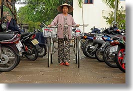 asia, bikes, hoi an, horizontal, old, vietnam, walking, womens, photograph