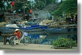 asia, bikes, conical, hats, hoi an, horizontal, vietnam, womens, photograph