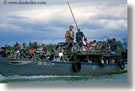 asia, boats, hoi an, horizontal, men, motorcycles, vietnam, photograph