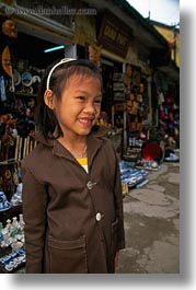 asia, browns, childrens, girls, hoi an, laughing, people, suit, vertical, vietnam, photograph