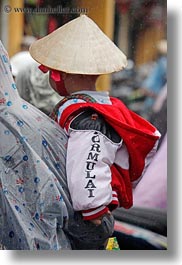 asia, boys, childrens, conical, hats, hoi an, people, toddlers, vertical, vietnam, photograph