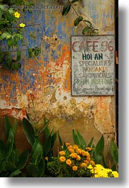asia, cafes, hoi an, signs, vertical, vietnam, photograph