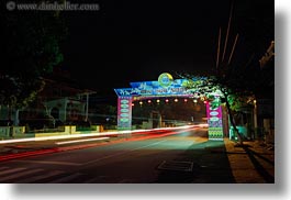 arches, asia, hoi an, horizontal, lights, long exposure, streaks, streets, vietnam, photograph