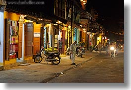 asia, hoi an, horizontal, motorcycles, nite, streets, towns, vietnam, photograph