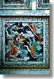 arts, asia, colorful, hue, khai dinh, mosaics, ornate, tiles, vertical, vietnam, photograph