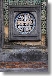asia, hue, khai dinh, ornate, round, tu duc tomb, vertical, vietnam, windows, photograph