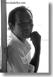 asia, asian, black and white, emotions, hue, men, people, thoughtful, vertical, vietnam, photograph