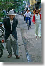 asia, asian, hue, men, old, people, senior citizen, vertical, vietnam, walking, photograph