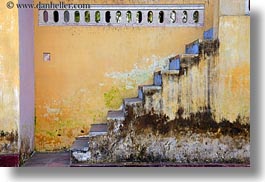 asia, blues, horizontal, hue, stairs, thien mu pagoda, vietnam, walls, yellow, photograph