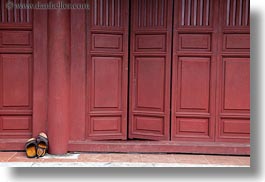 asia, doors, horizontal, hue, red, sandals, thien mu pagoda, vietnam, photograph