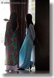 asia, asian, dresses, people, saigon, silk, vertical, vietnam, womens, photograph