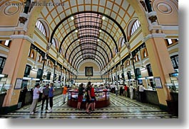 archways, asia, ceilings, hallway, horizontal, post office, saigon, vietnam, photograph