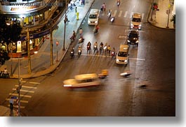 aerials, asia, buildings, cityscapes, downview, horizontal, nite, saigon, slow exposure, streets, structures, traffic, vietnam, photograph
