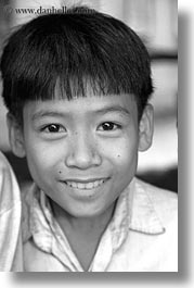 asia, asian, black and white, boys, emotions, people, smiles, vertical, vietnam, villages, photograph