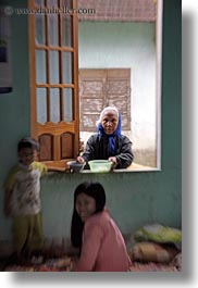 asia, asian, childrens, old, people, vertical, vietnam, villages, windows, womens, photograph