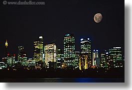 australia, buildings, cityscapes, horizontal, moon, nature, nite, sky, structures, sydney, photograph