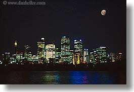 australia, buildings, cityscapes, horizontal, moon, nature, nite, sky, structures, sydney, photograph