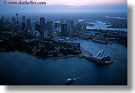 areial, australia, buildings, cityscapes, dusk, horizontal, nite, opera house, structures, sydney, photograph