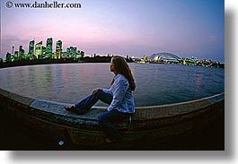 australia, bridge, buildings, cityscapes, dusk, horizontal, jills, nite, people, structures, sydney, tourists, womens, photograph