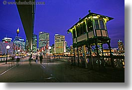 australia, bridge, buildings, cityscapes, horizontal, nite, promenade, structures, sydney, photograph
