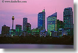 australia, buildings, cityscapes, dusk, horizontal, nite, space needle, structures, sydney, photograph