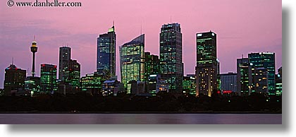 australia, buildings, cityscapes, dusk, horizontal, nite, panoramic, space needle, structures, sydney, photograph