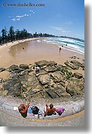 australia, beaches, fisheye, manly beach, sydney, vertical, photograph