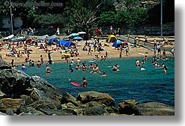 australia, beaches, crowds, horizontal, manly beach, people, rocks, swimmers, sydney, photograph