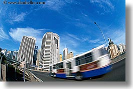 australia, buildings, bus, cityscapes, horizontal, motion blur, speeding, structures, sydney, photograph