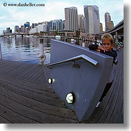 australia, boys, buildings, childrens, cityscapes, people, piers, square format, structures, sydney, photograph